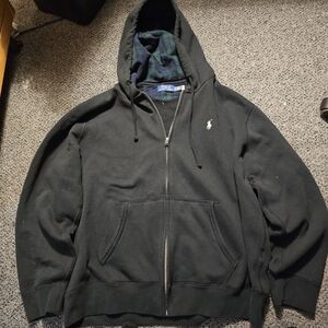 Polo by Ralph Lauren Black Full-Zip Hoodie with Embroidered Pony